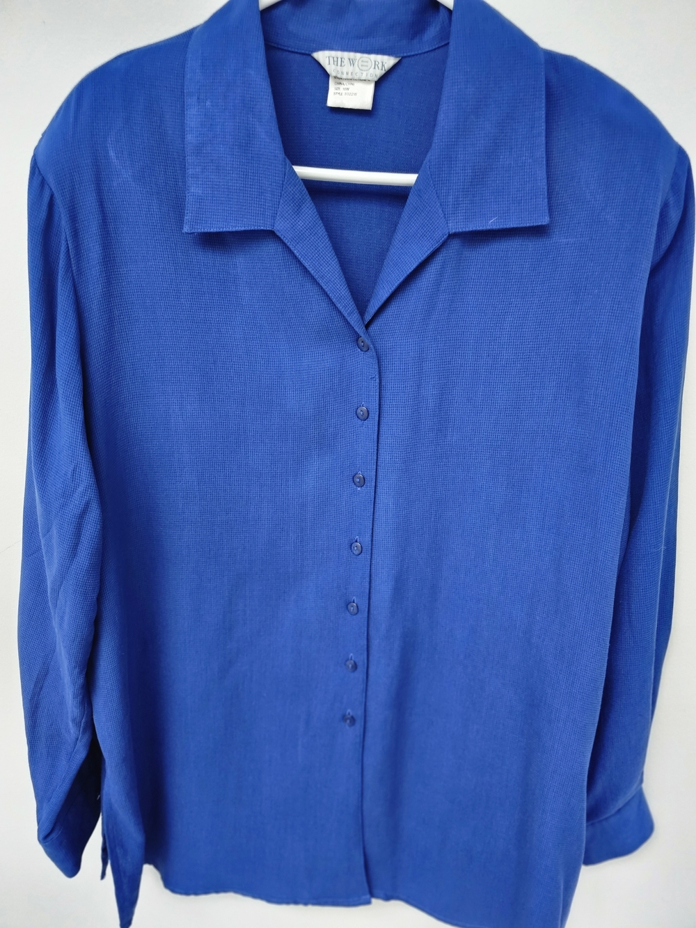 Women's Royal Blue 100% Silk Button-Front Blouse